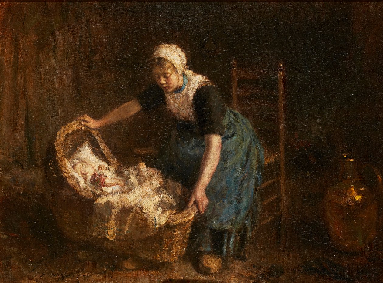 Sleep, Baby, Sleep (olje på lerret) av Robert Gemmell Hutchison
