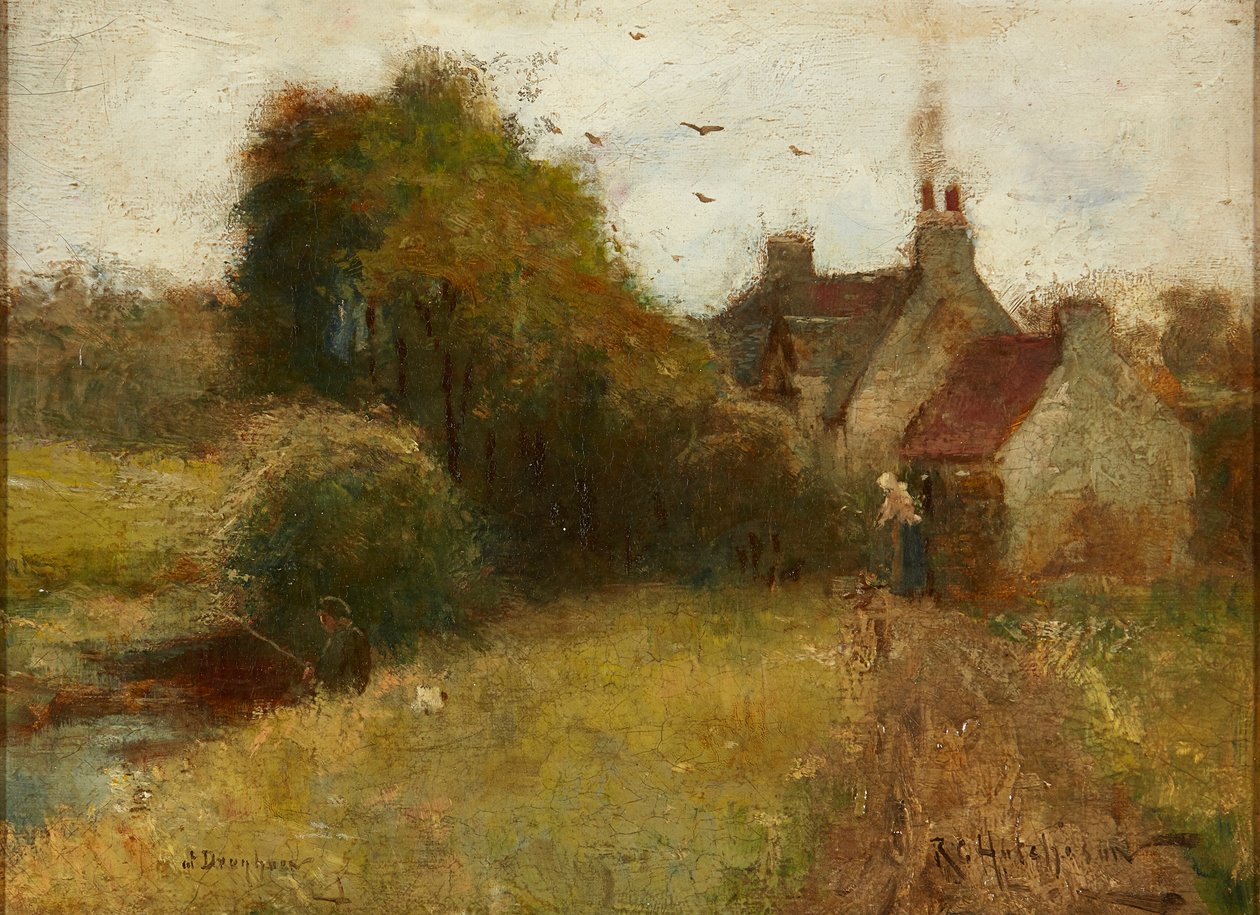 The Cottage (olje på lerret) av Robert Gemmell Hutchison