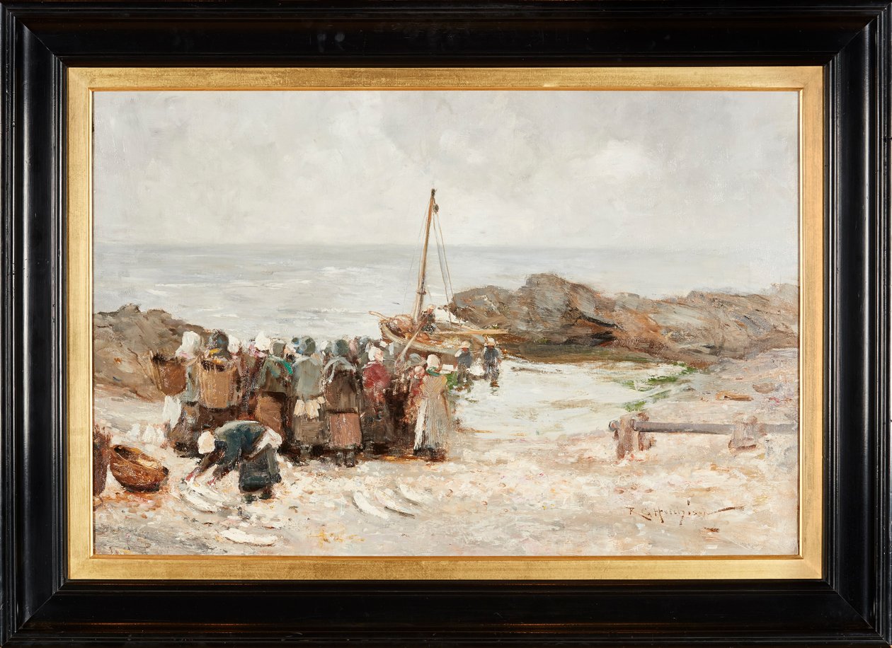 The Fishermen Return (olje på lerret) av Robert Gemmell Hutchison