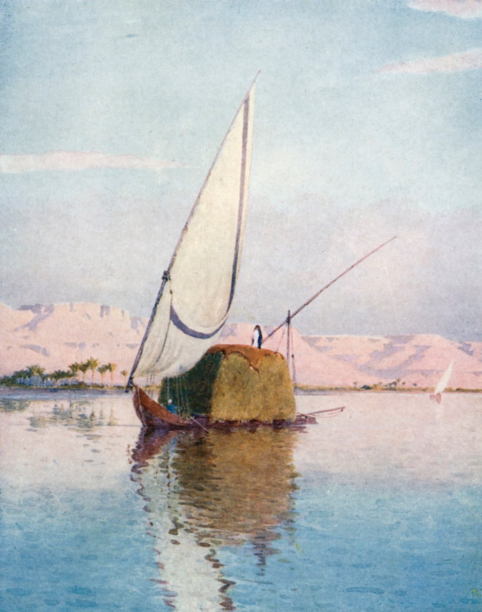 En Tibbin-båt på Nilen (fargelitografi) av Robert George Talbot Kelly