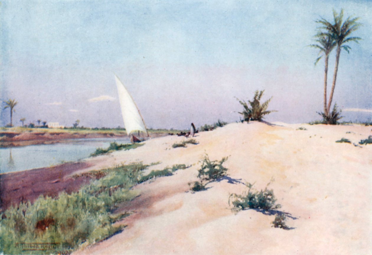 På Ismailia-kanalen, nær Tel-el-Kebir (fargelitografi) av Robert George Talbot Kelly