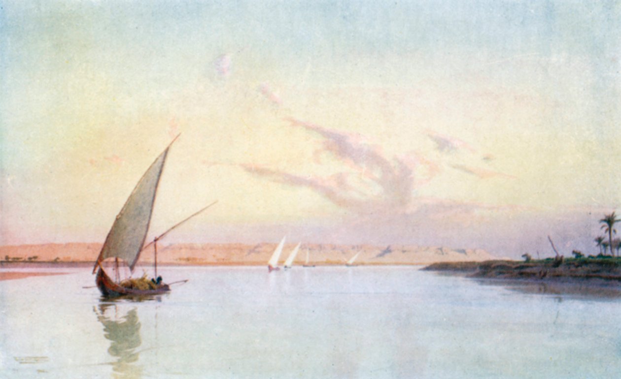 Tel-el-Amarna, ved Øvre Nilen (fargelitografi) av Robert George Talbot Kelly