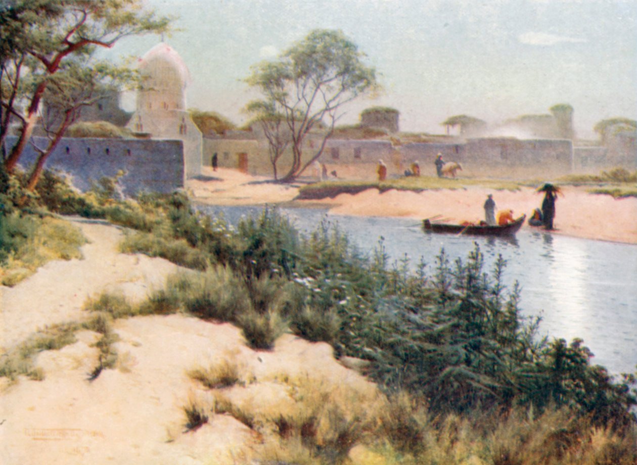 Landsbyen Mit Hadid (fargelitografi) av Robert George Talbot Kelly