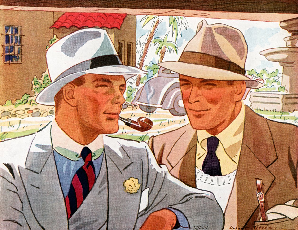 To veldig fasjonable menn i dress og hatter av Robert Goodman