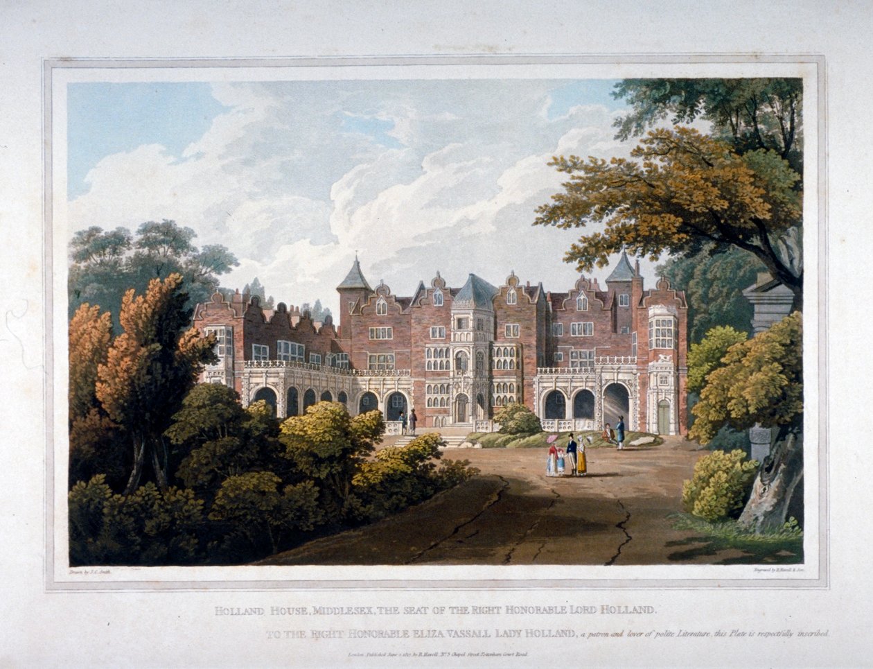 Holland House, Kensington, London, 1817. av Robert Havell