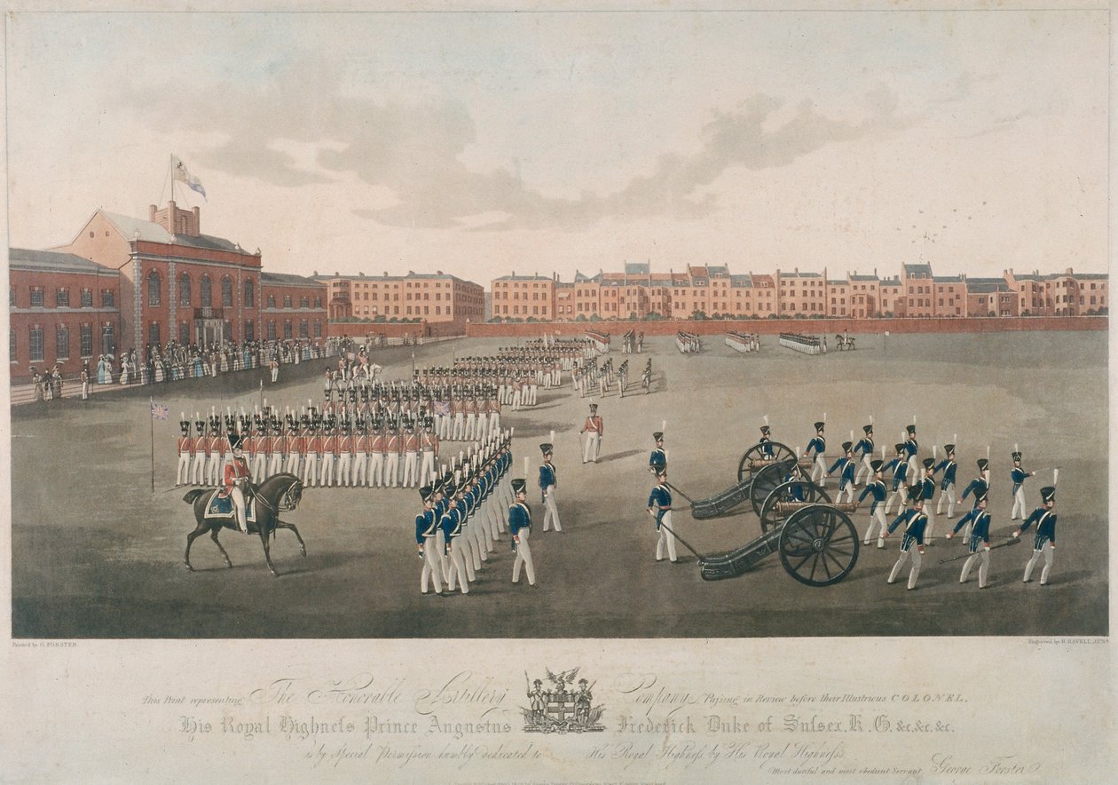 Scene of Honorable Artillery Company, City Road, Finsbury, Islington, London, 1829 av Robert Havell