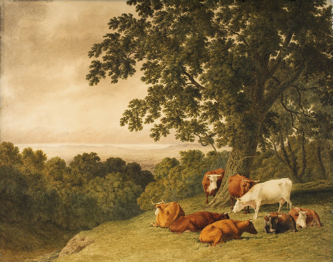 Landskap med storfe, 1819 av Robert Hills