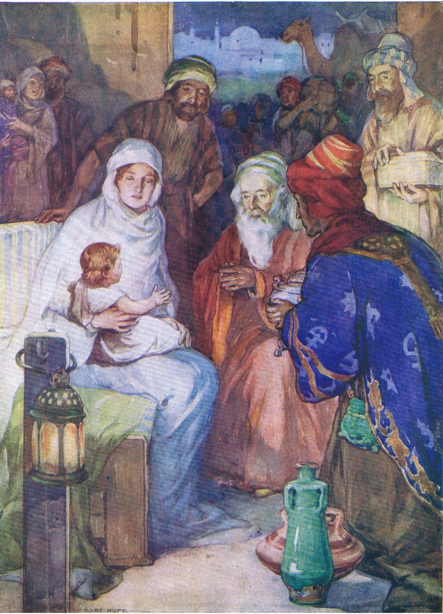The wisemen of the East, fra The Bible Picture Book utgitt av Thomas Nelson, ca.1950 av Robert Hope