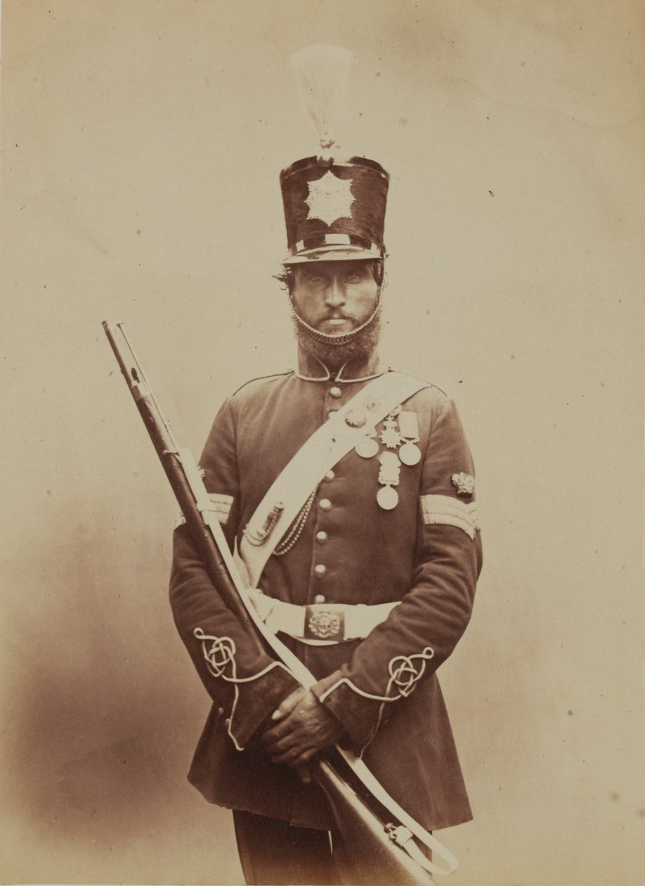 Fargesersjant John Paul, Royal Sappers and Miners, 1856 (sepia-bilde) av Robert Howlett