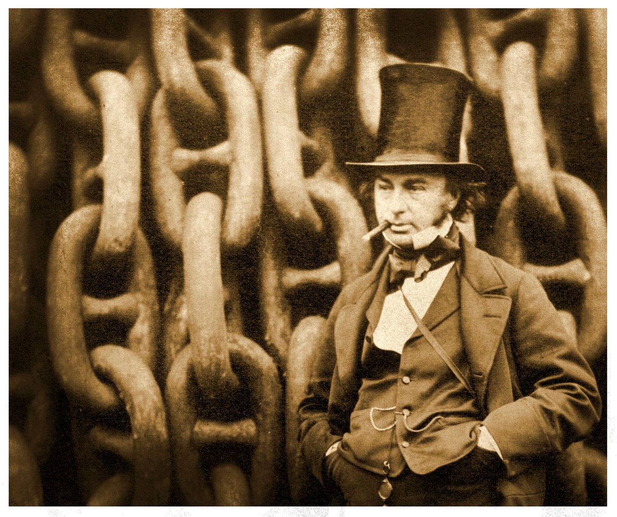 Isambard Kingdom Brunel av lanseringskjedene til SS Great Eastern, 1857 av Robert Howlett
