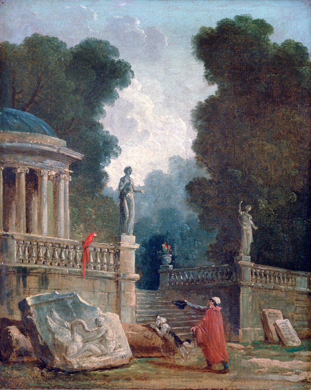 'Tiggeren og papegøyen', c1750-1808 av Robert Hubert
