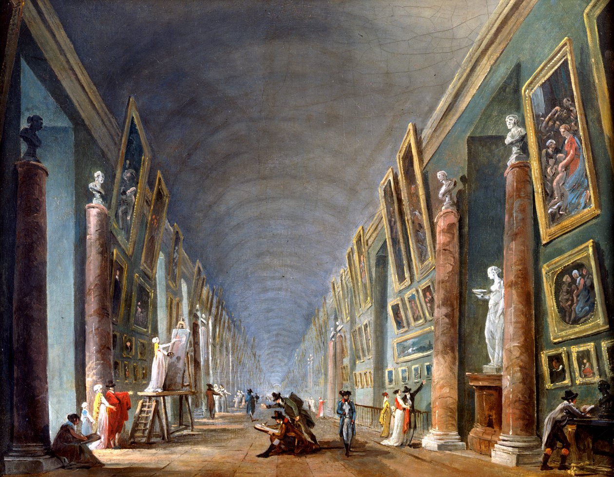 'The Grand Gallery, Louvre, Paris', 1801-1805 av Robert Hubert