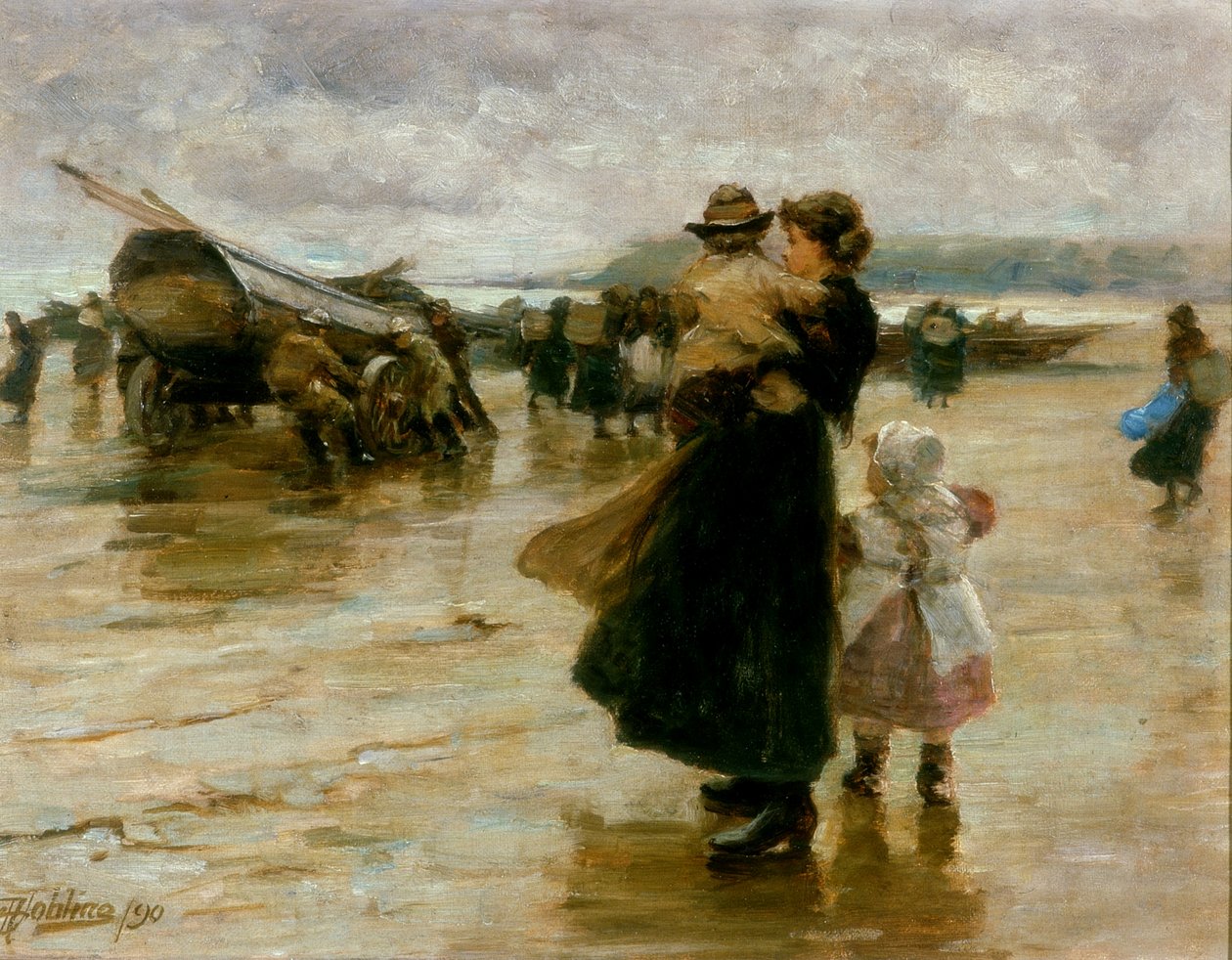 Hauling the Boats, 1890 av Robert Jobling