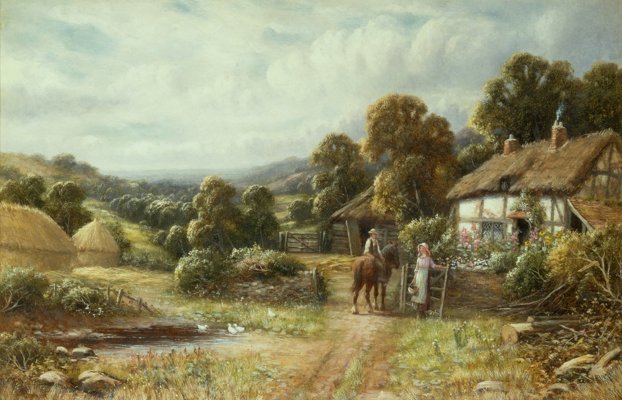 A Surrey Cottage (olje på lerret) av Robert John Hammond