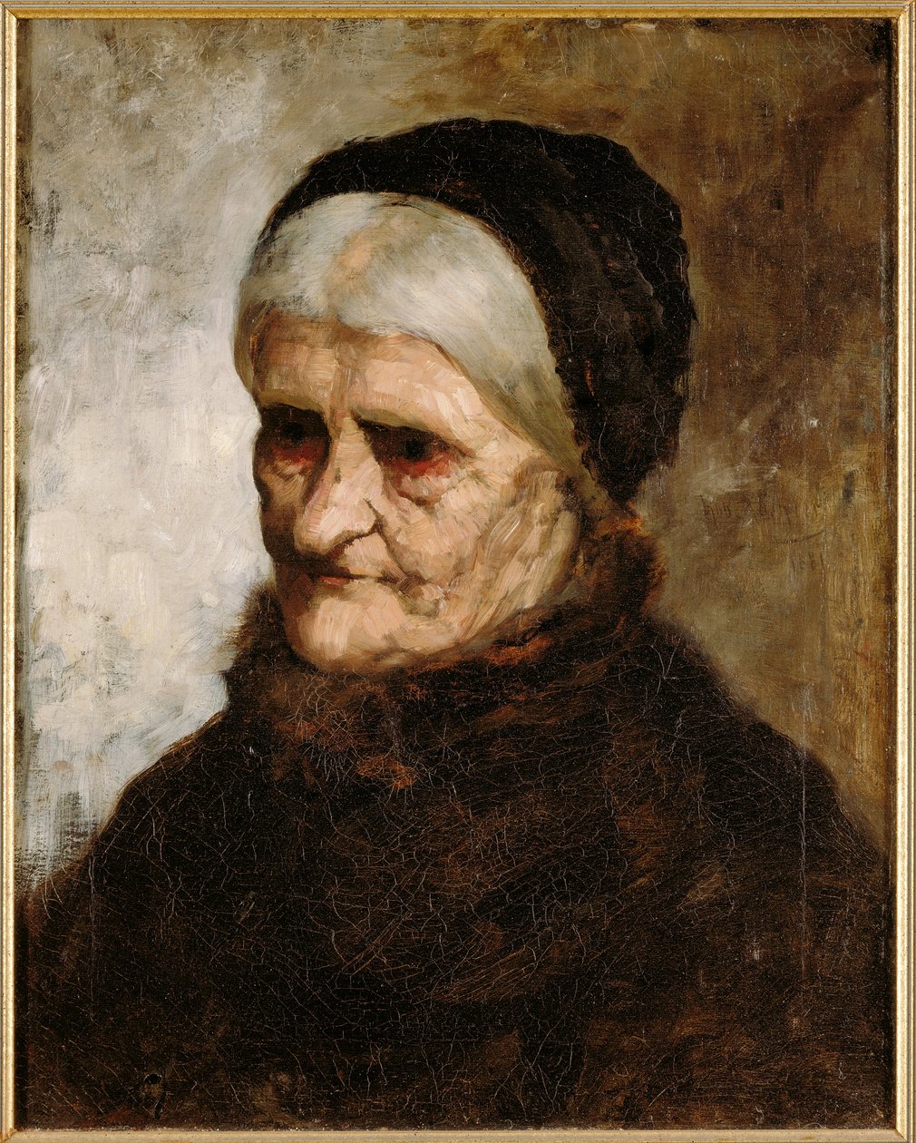 Leder for en gammel kvinne, 1881 av Robert Koehler