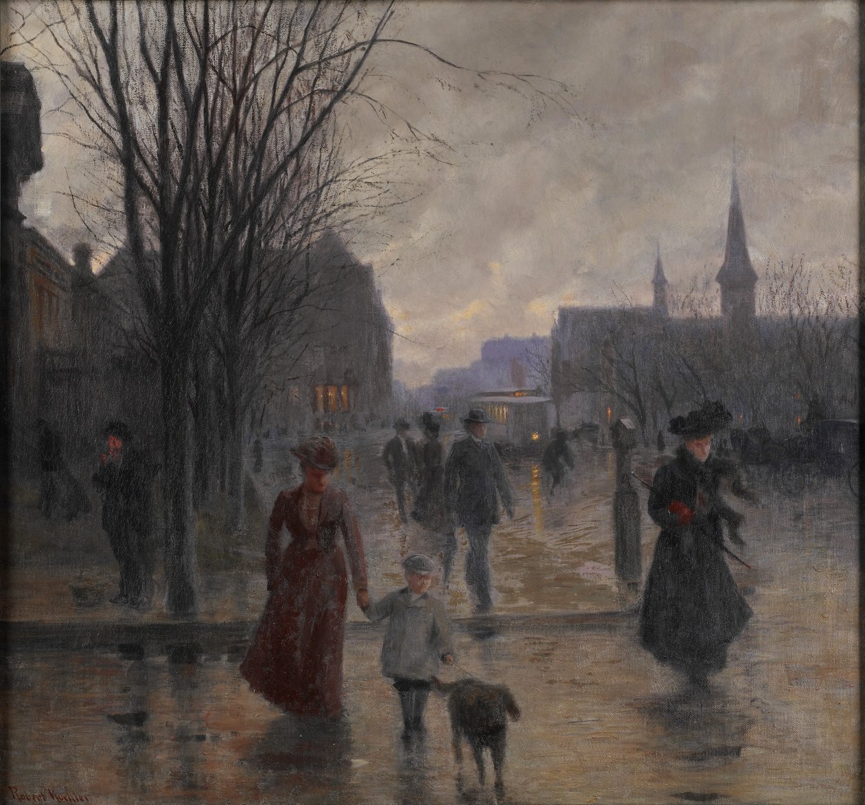 Regnfull kveld på Hennepin Avenue, ca. 1902 av Robert Koehler