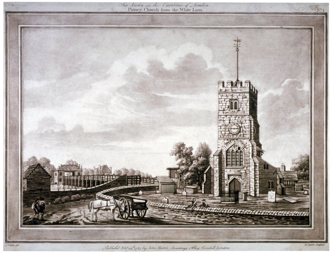 Church of St Mary, Putney, Wandsworth, London, 1783. av Robert Laurie