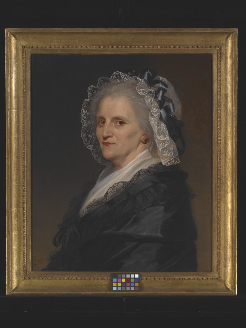 Portrett av en eldre kvinne (olje på lerret) av Robert Lefevre