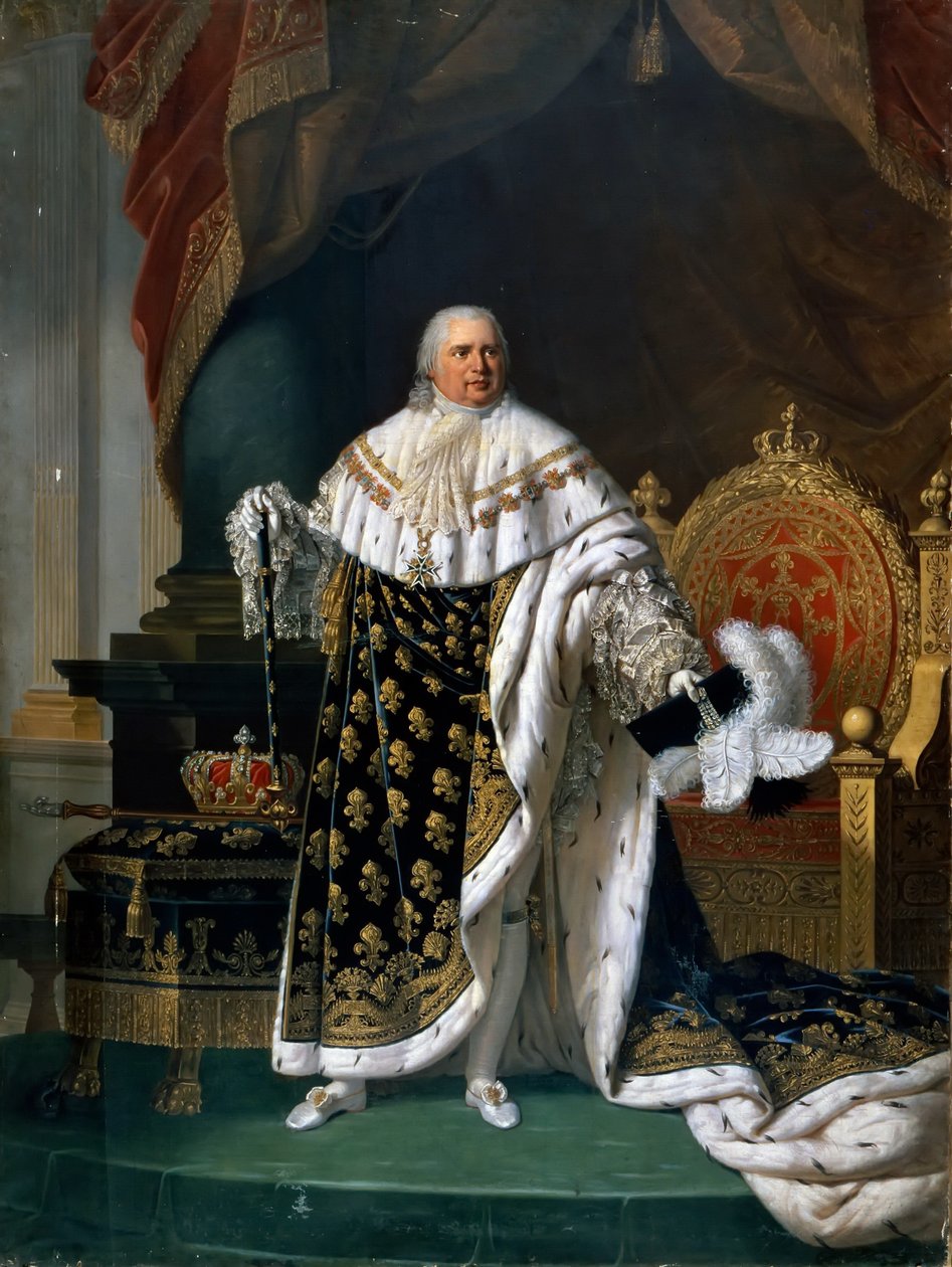 Portrett av Ludvig XVIII 1755-1824 i kroningskapper av Robert Lefevre