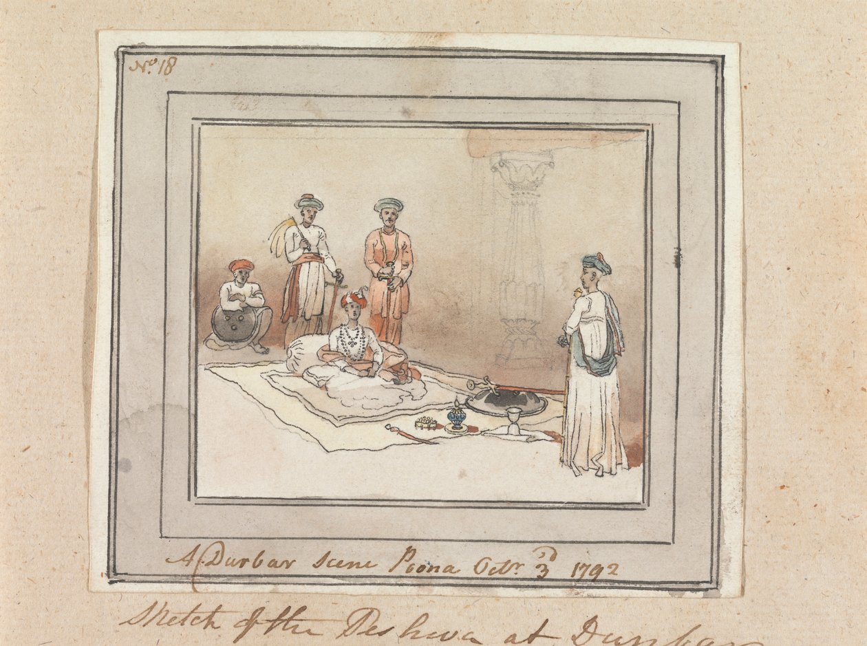 A Durbar Scene, Poona, 3. oktober 1792 av Robert Mabon