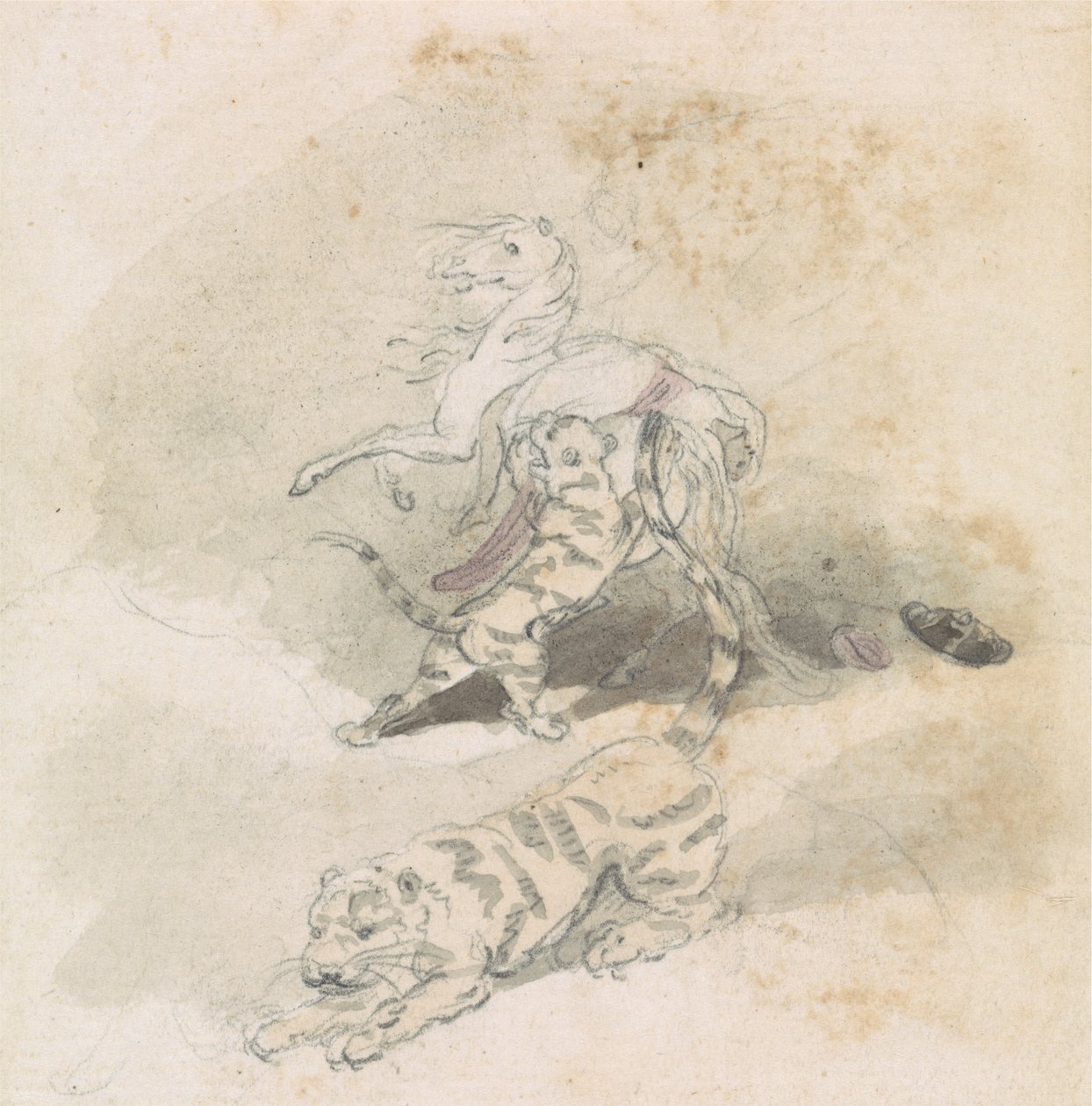 En tiger som angriper en hest av Robert Mabon