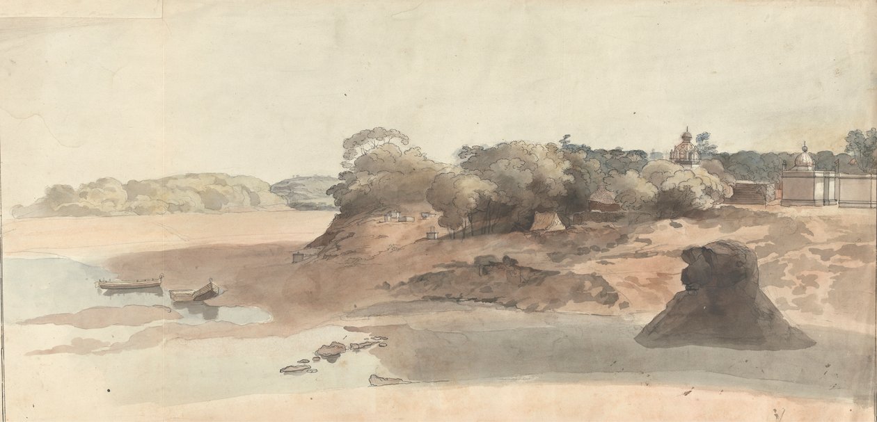 Bygninger ved en elv av Robert Mabon