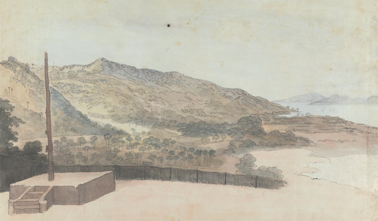 Landskap med elv eller innsjø av Robert Mabon