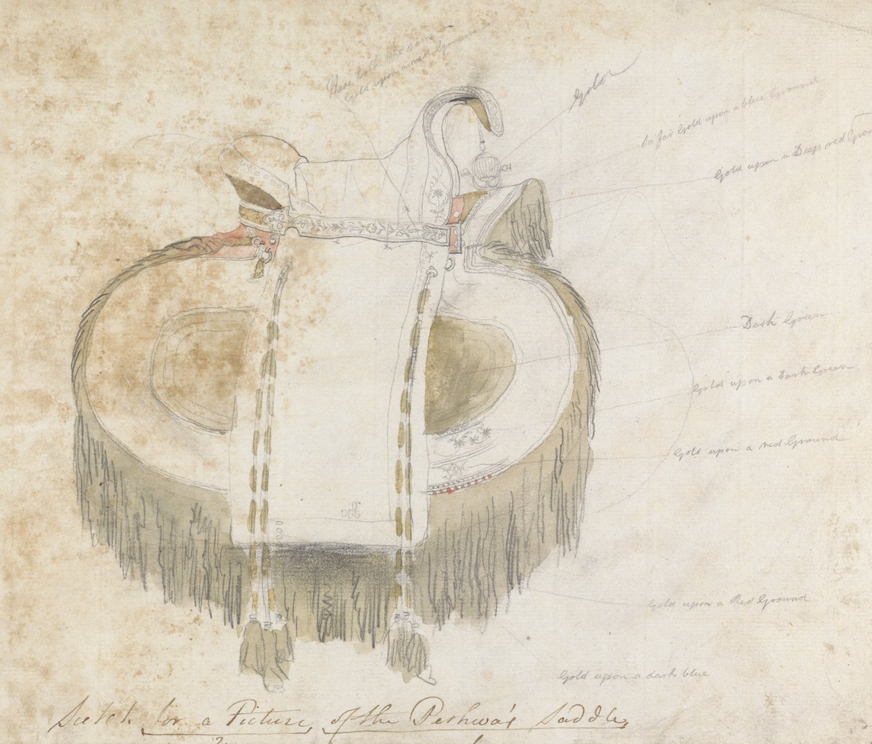 Skisse for et bilde av Peshwas sal av Robert Mabon