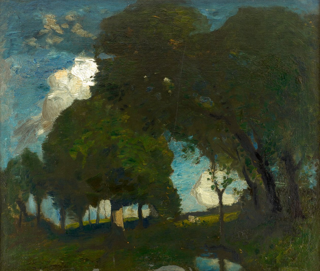 Woodland by Moonlight (olje på lerret) av Robert Macaulay Stevenson