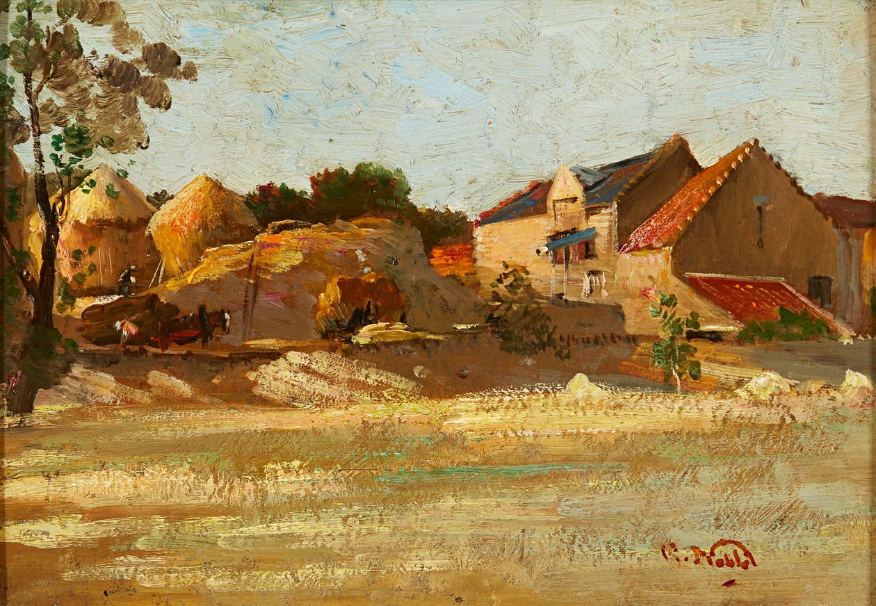 En East Lothian Farm (olje om bord) av Robert McGregor