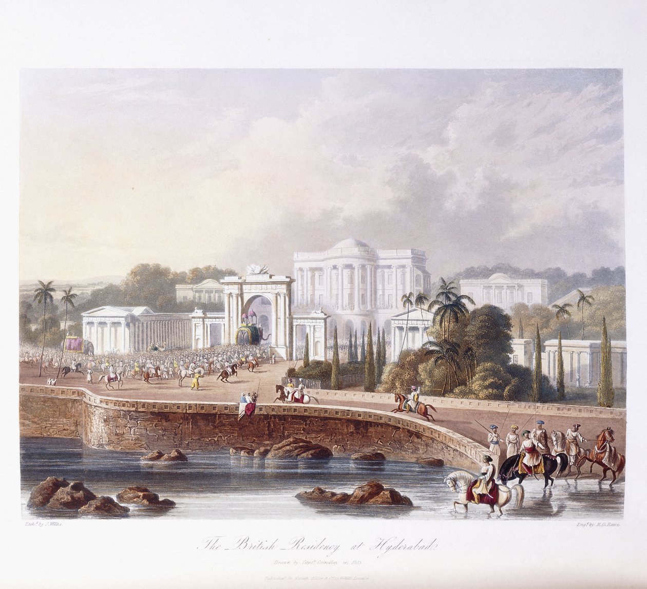 The British Residency i Hyderabad, 1813; 1830 av Robert Melville Grindlay