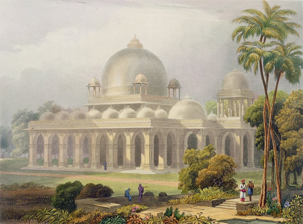Rozaen i Mehmoodabad i Guzerat, eller graven til vizieren til sultan Mehmood, fra bind II av Scenery, Costumes and Architecture of India, etset av John Willis (fl.1826-52) og gravert av Charles B av Robert Melville Grindlay