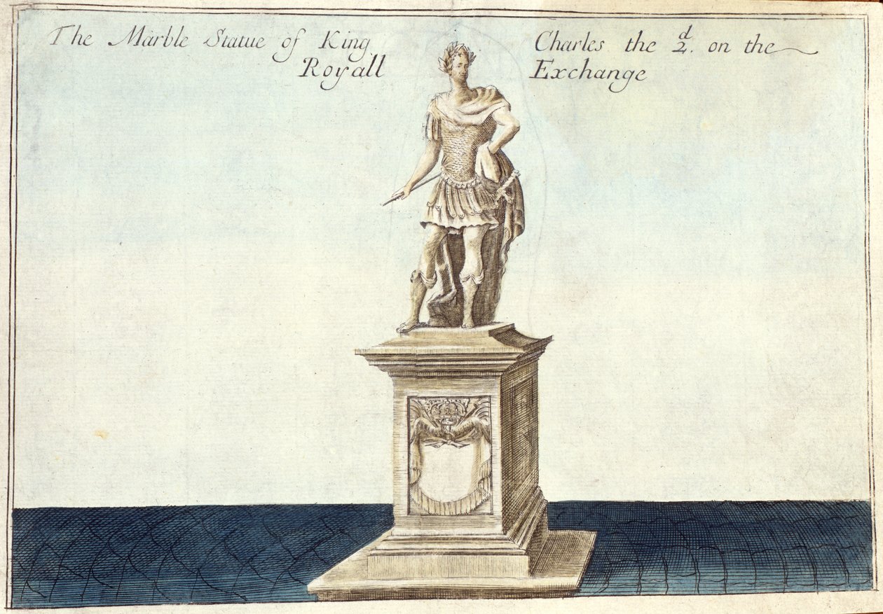 Marmorstatue av kong Charles II (1630-85) på Royal Exchange, fra 