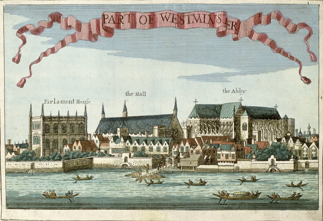 Westminster som viser Abbey, Hall and Parliament House, fra 