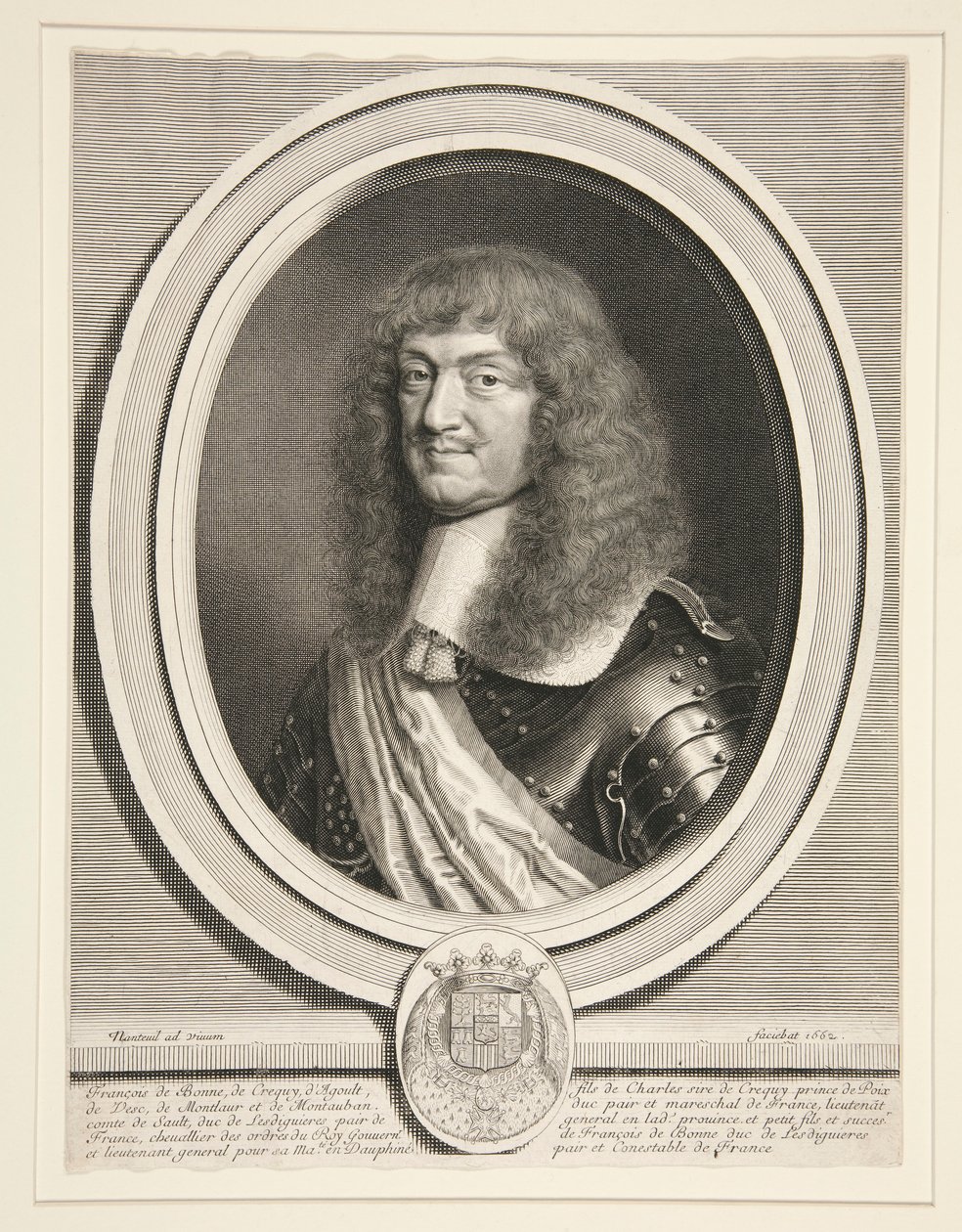 Francois de Bonne, Le Mar?chal de Cr?qui, duc de Lesdigui?res (marskalk av Cr?qui, hertug av Lesdigui?res) (1624-1687) av Robert Nanteuil
