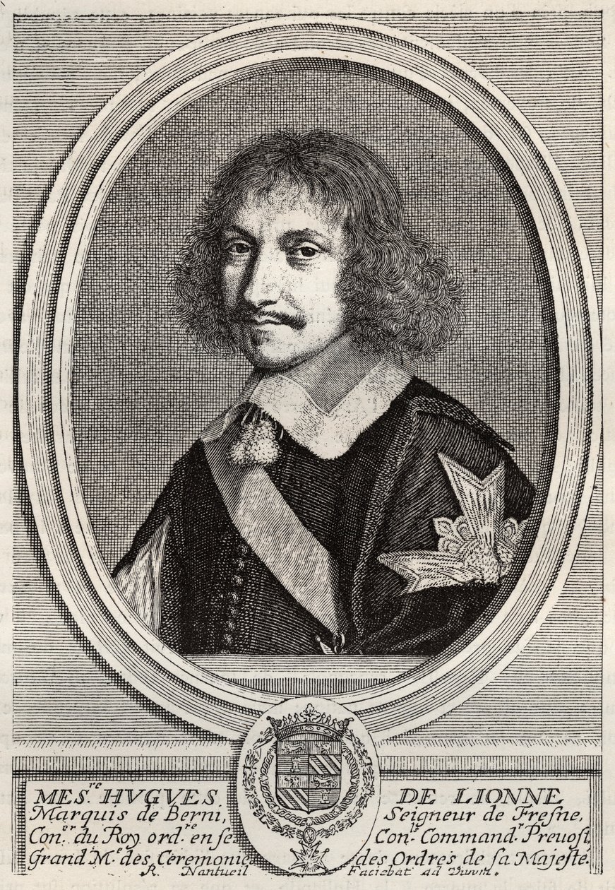 Hugues de Lionne (1611 - 1671), Marquis de Fresnes, Lord of Berny, var en diplomat og statsminister under Ludvig XIV. Gravering av Robert Nanteuil. Privat samling. av Robert Nanteuil