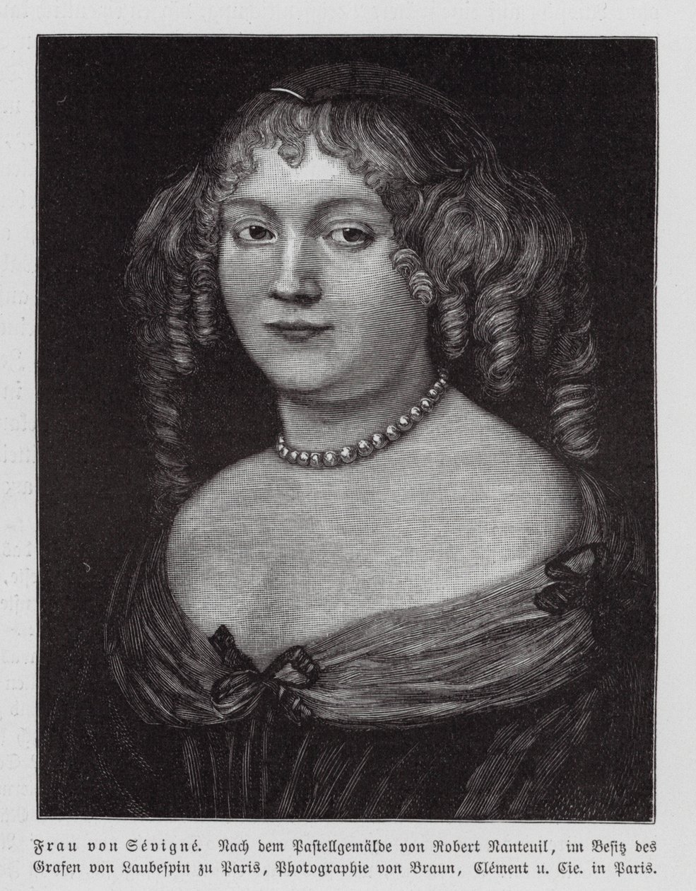 Madame de Sevigne , fransk forfatter (gravering) av Robert Nanteuil