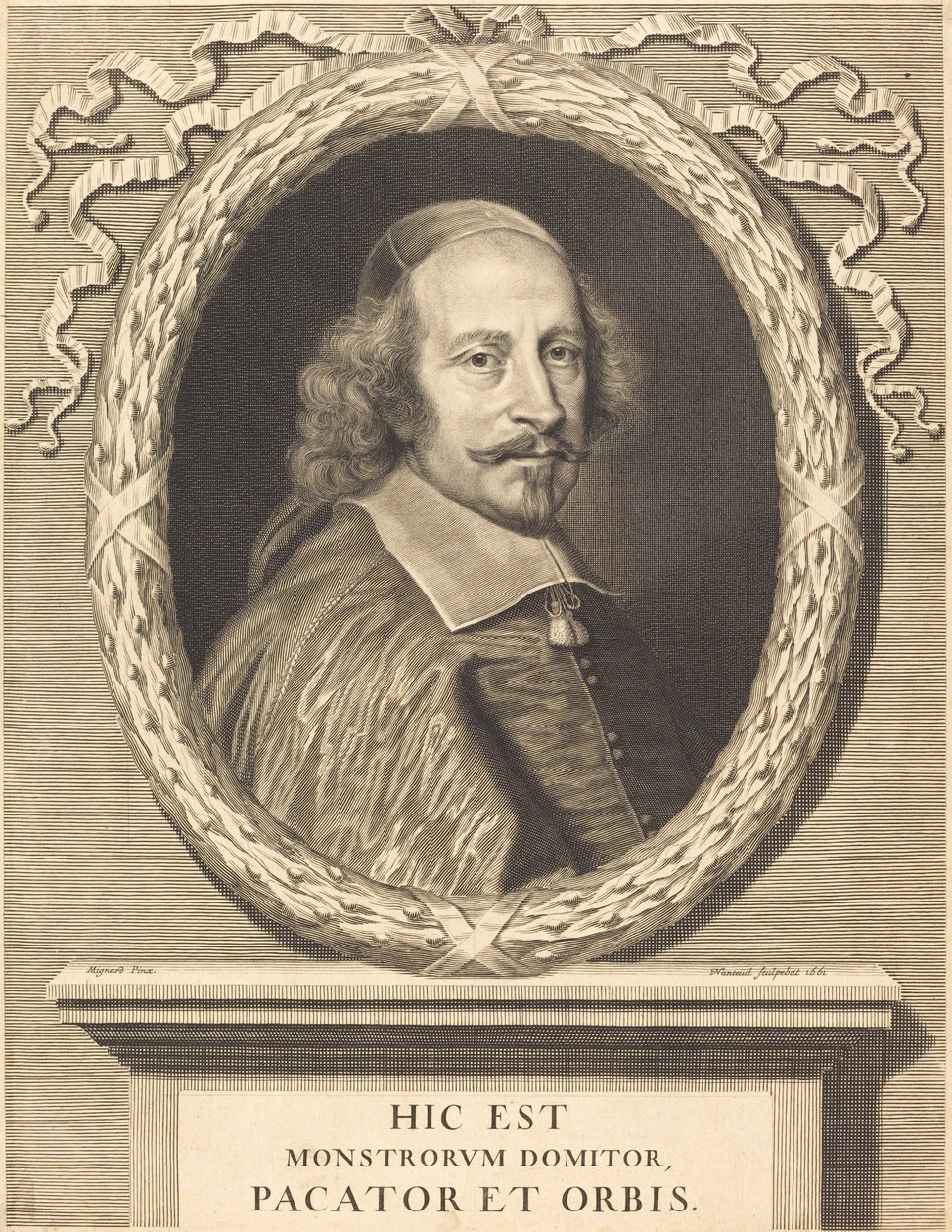 Kardinal Jules Mazarin av Robert Nanteuil after Pierre Mignard I