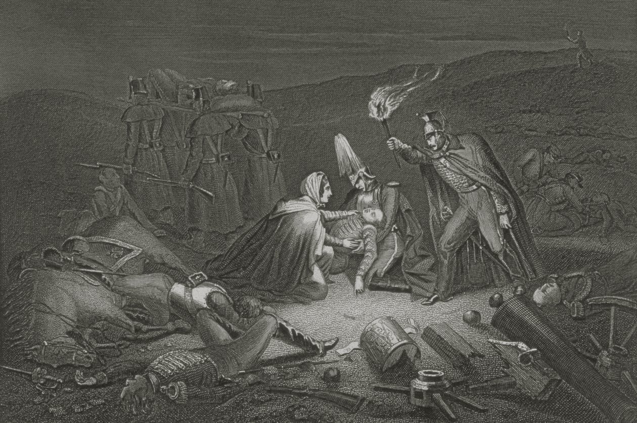 The Battle Field of the Alma, the Night after the Battle, gravert av D.J. Pund av Robert Neal Hind