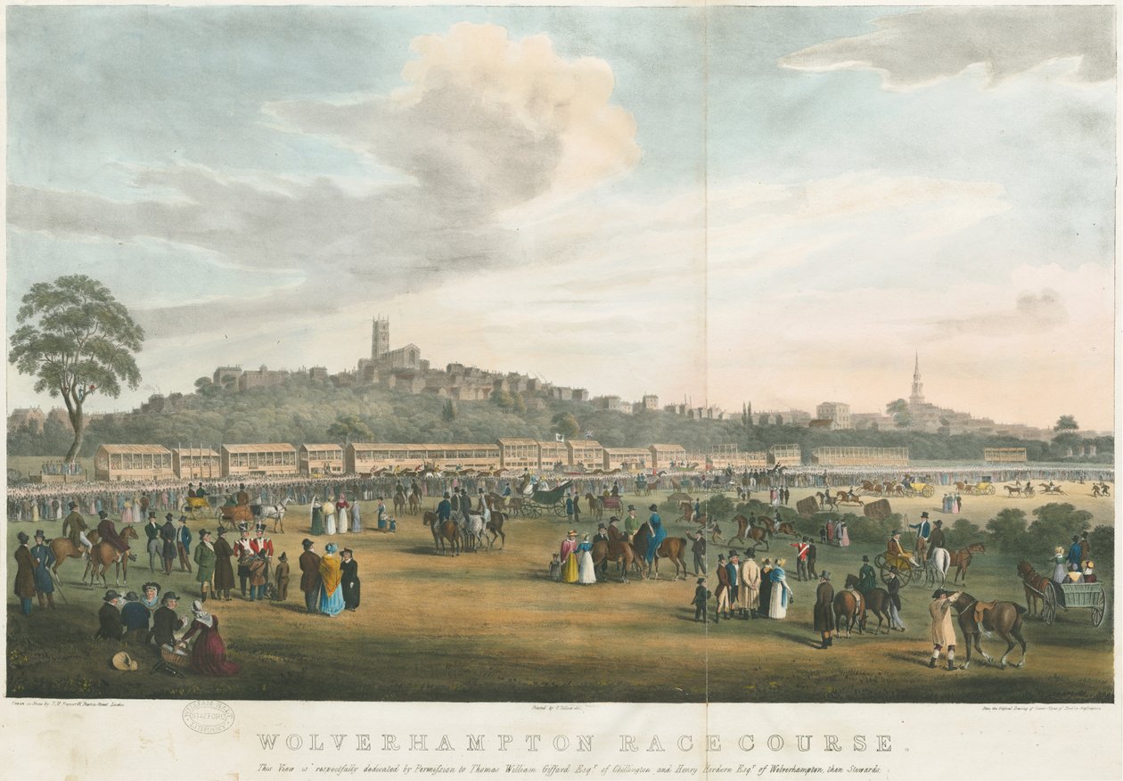 Wolverhampton - Racecourse: farget litografi, og [c 1826] (trykk) av Robert Noyes
