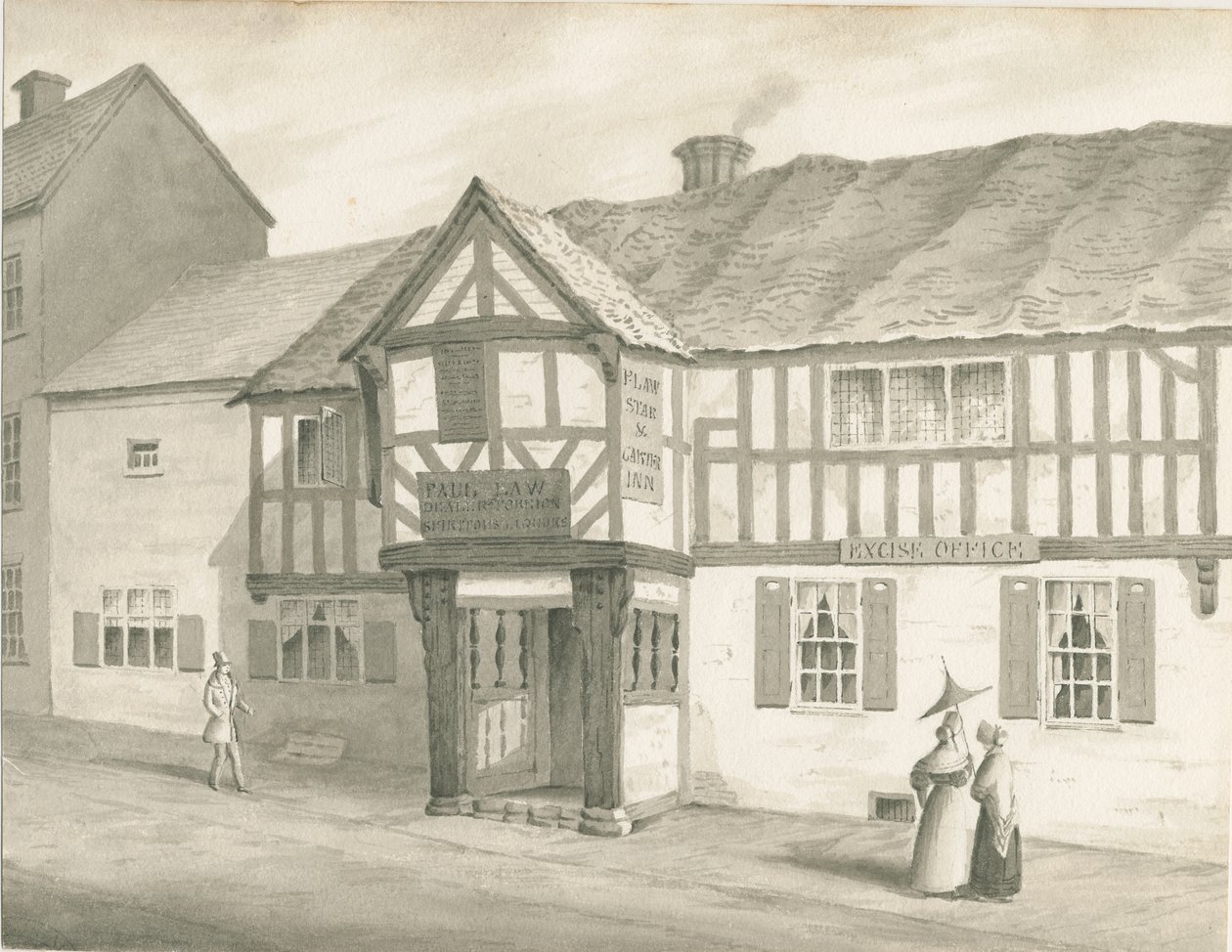 Wolverhampton - St. Peters kirke: sepia-tegning, 1837 av Robert Noyes