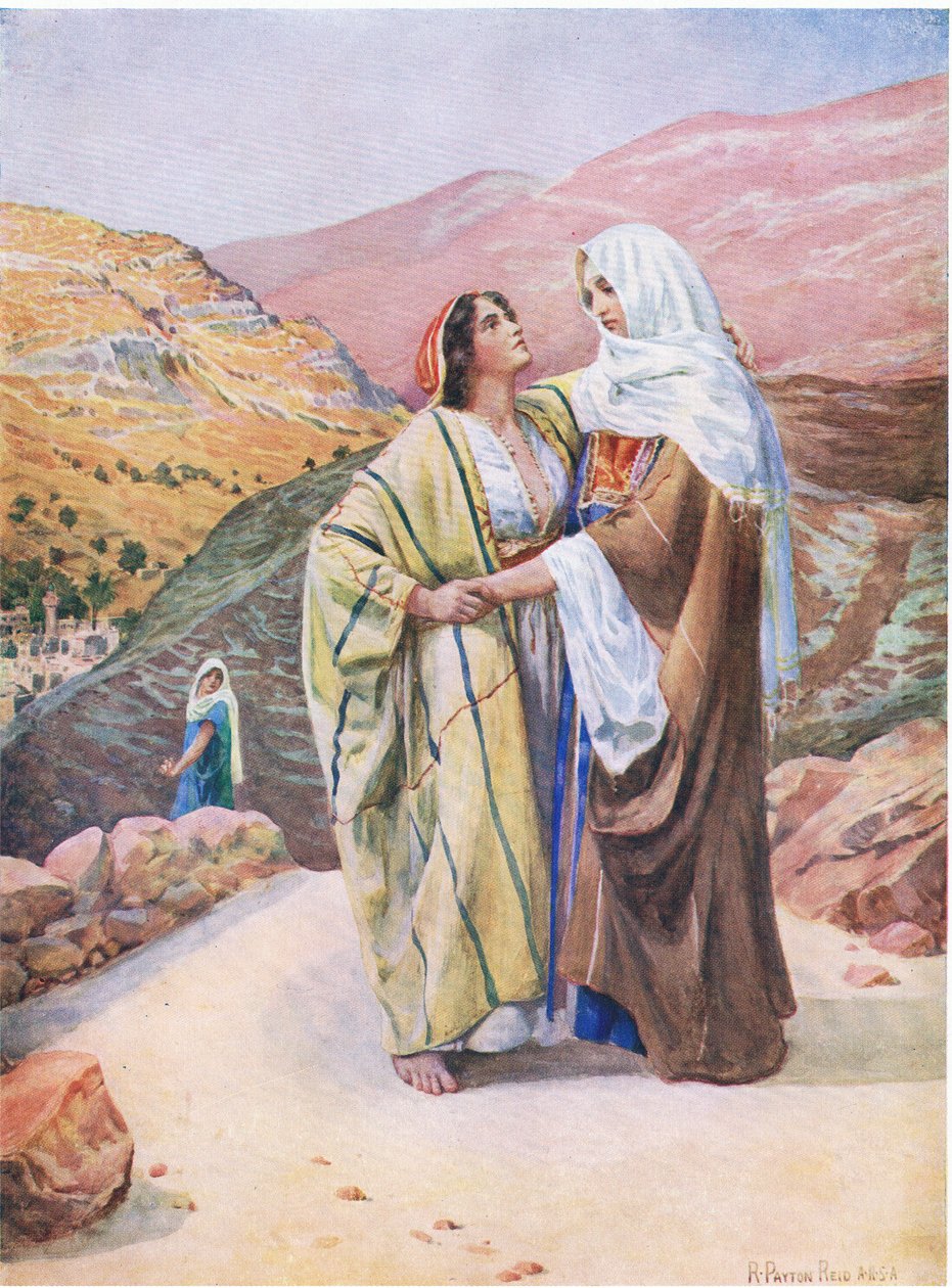 Ruth og Naomi, fra The Bible Picture Book utgitt av Thomas Nelson, ca. 1950 av Robert Payton Reid