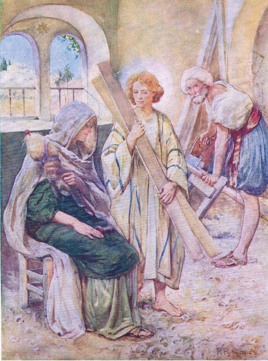The boyhood of Jesus, fra The Bible Picture Book utgitt av Thomas Nelson, ca.1950 av Robert Payton Reid