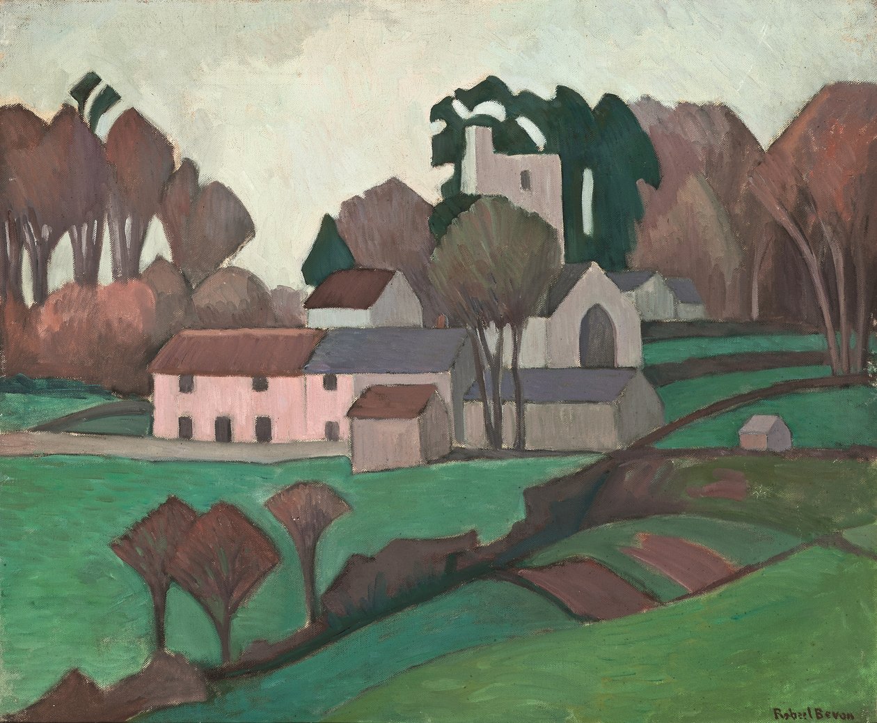 Clayhidon Church (olje på lerret) av Robert Polhill Bevan