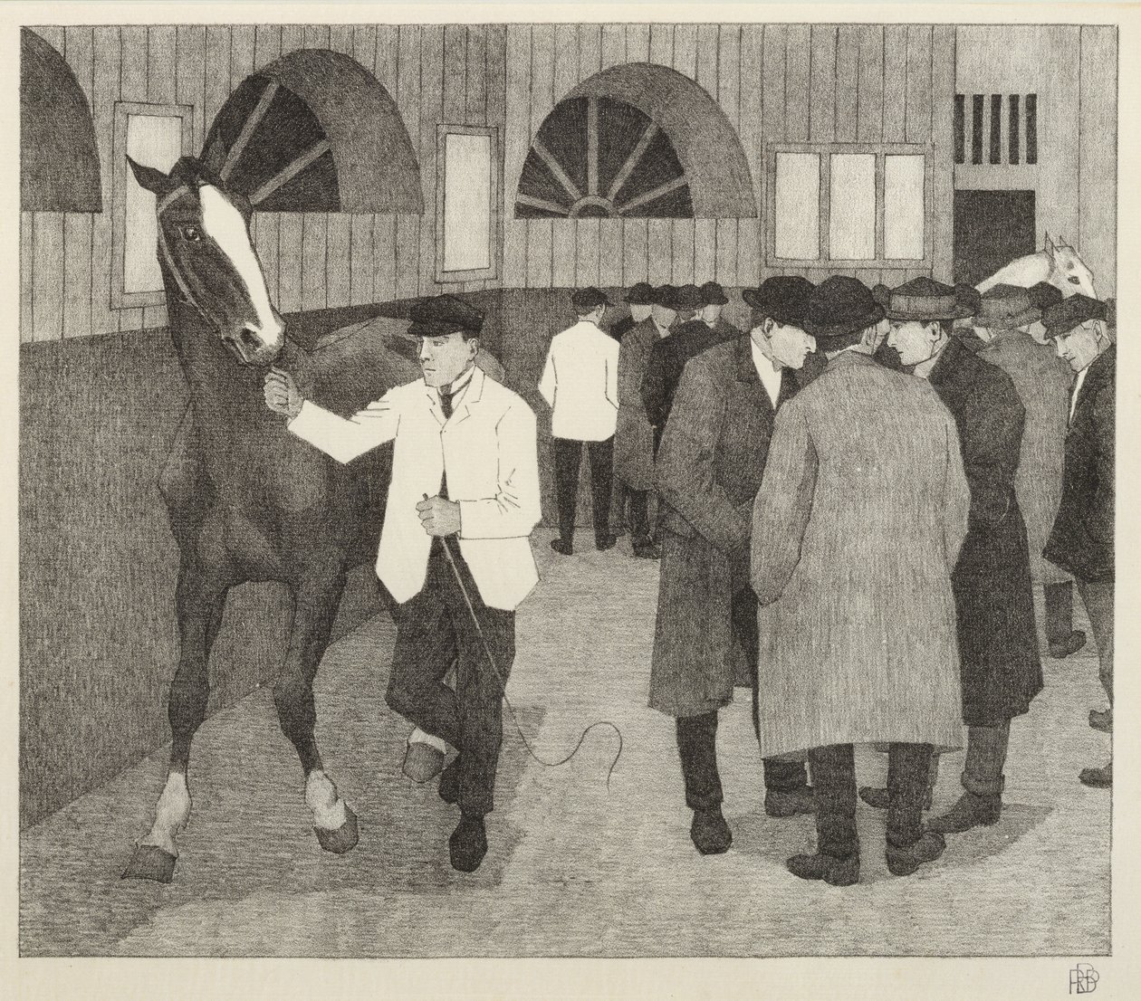 Hestehandlere på Barbican, 1921 av Robert Polhill Bevan