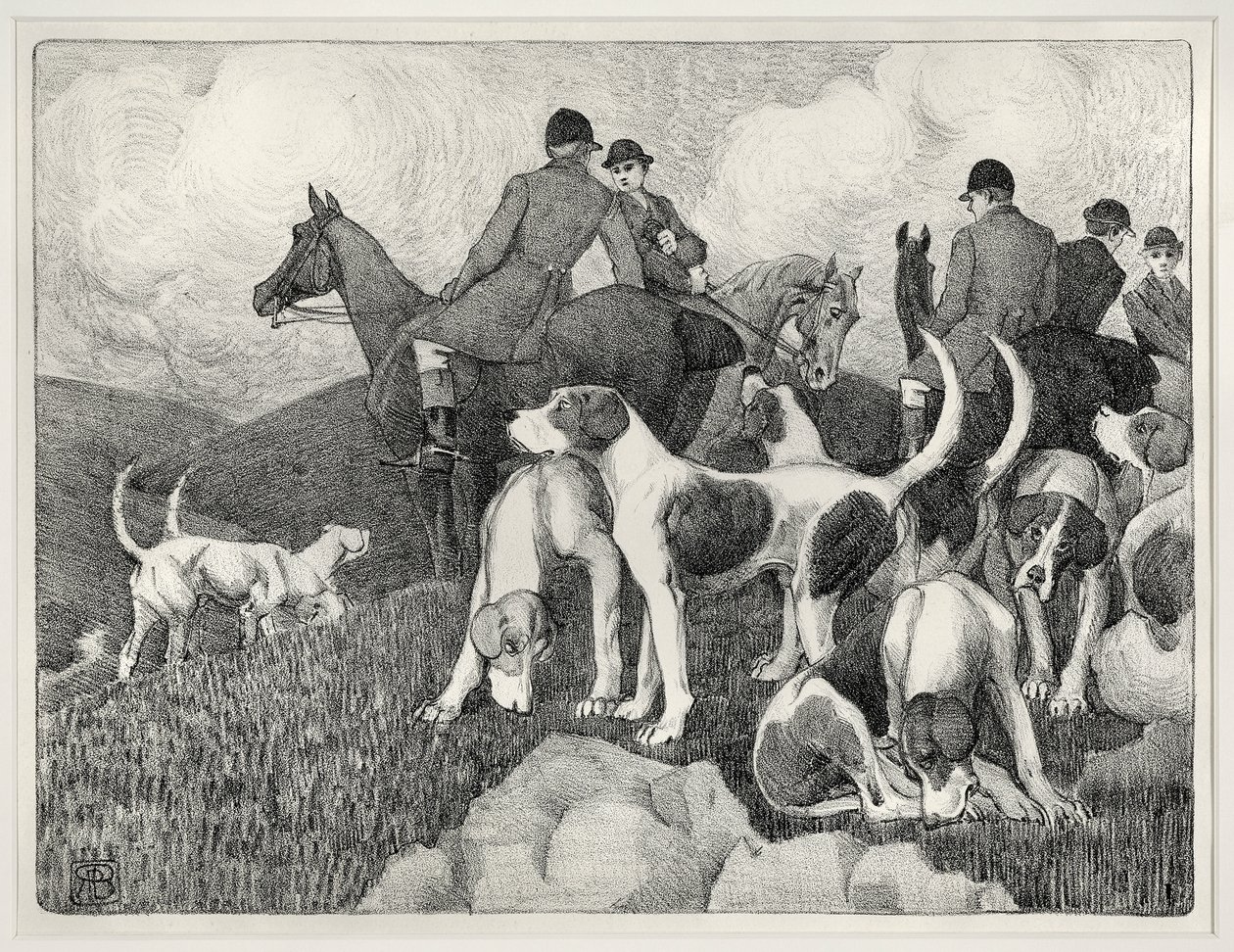 Jaktscene (litho) av Robert Polhill Bevan