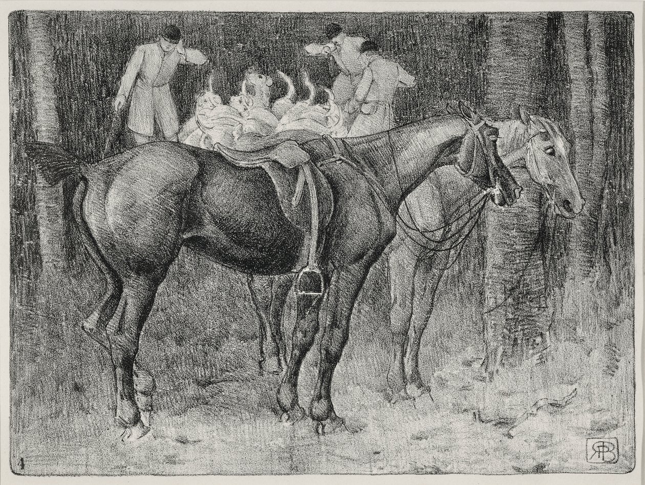 Jaktscene (litho) av Robert Polhill Bevan