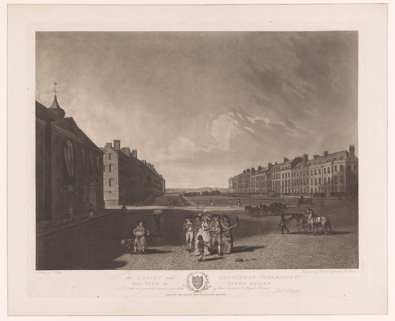 Utsikt over Queen Square i London Utsikt over Queen Square (tittel på objekt) av Robert Pollard (I)