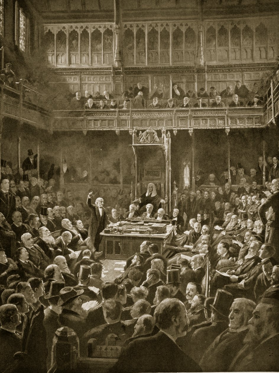 Gladstone introduserte lovforslaget om hjemmestyre, februar 1893 av Robert Ponsonby Staples