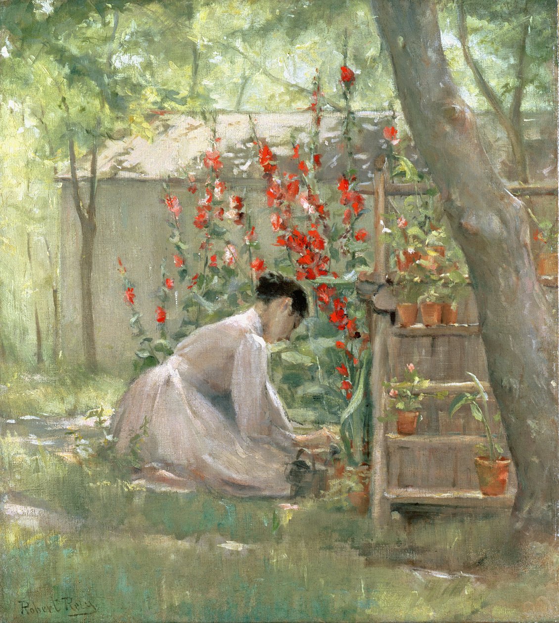 Tending the Garden (olje på lerret) av Robert Reid